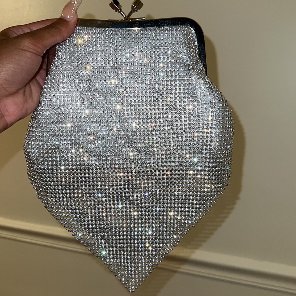 Silver purse with silver chain